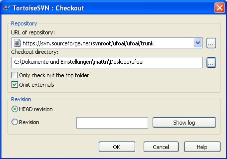 Checkout dialoge for TortoiseSVN